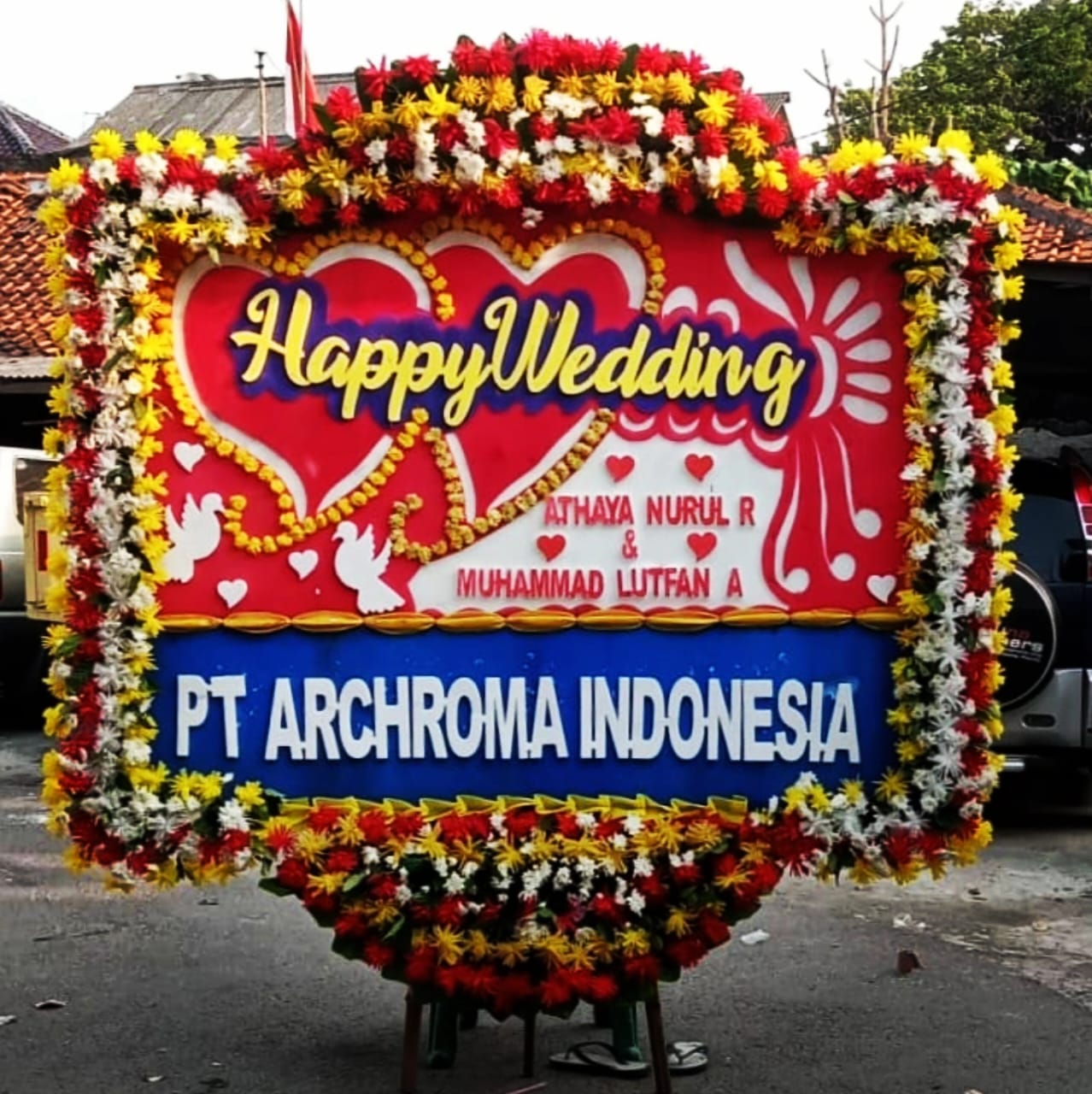 Bunga Papan Ukuran 1,5m x 2m Keliling Bunga